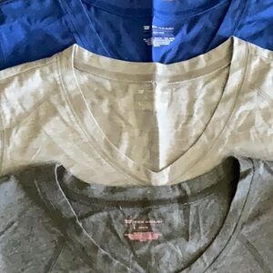 3 pack TEK GEAR sz L NWOT V NECK active wear dark gray; light gray; bright blue